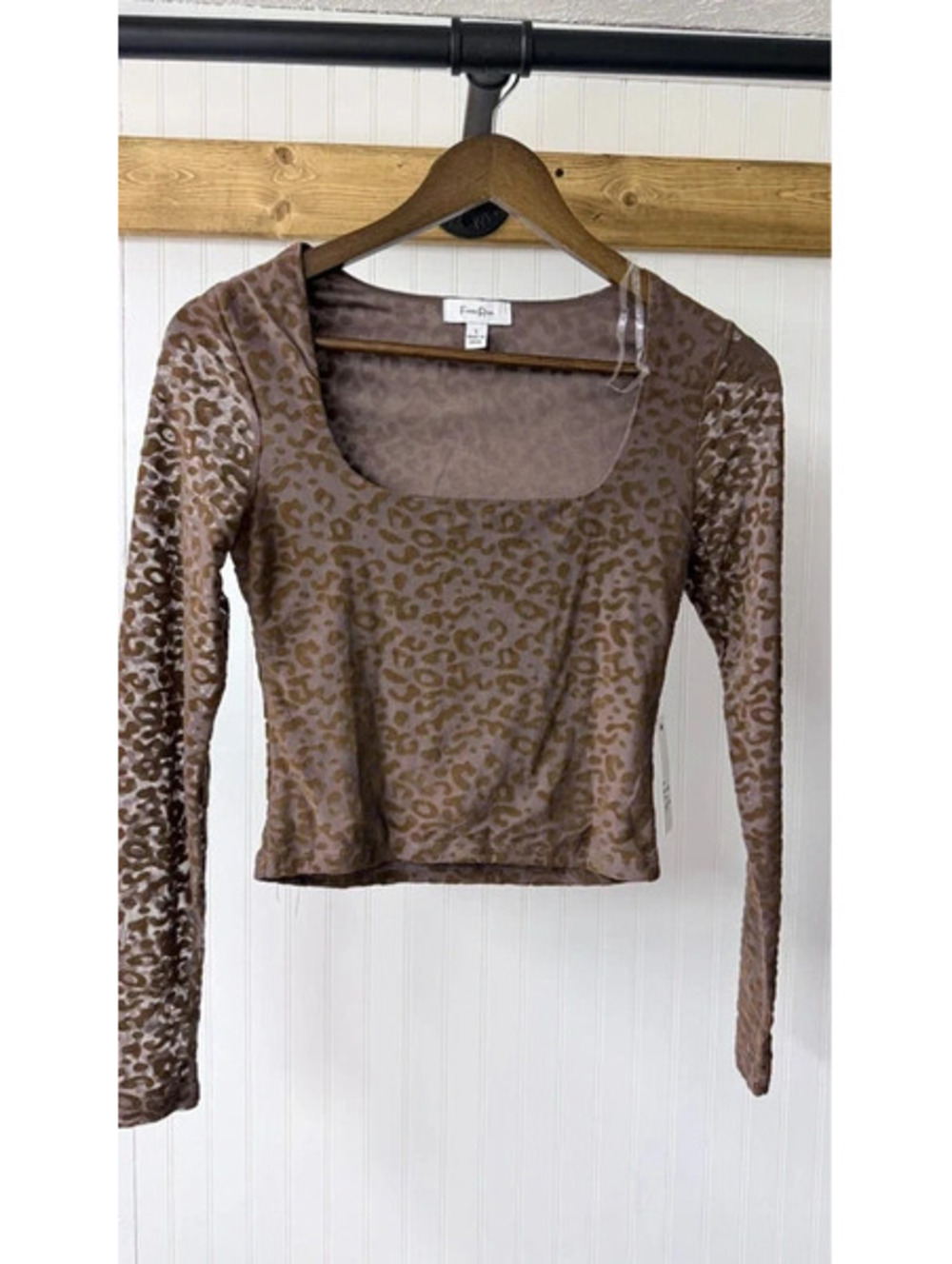 Faded Rose Leopard Print Mesh Crop Top small Y2K coquette new disco club